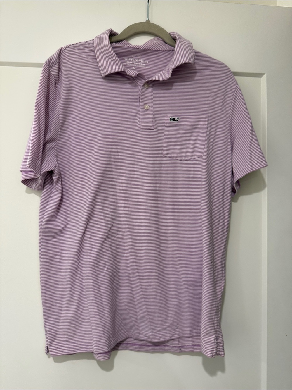 Vineyard Vines Lavender & White Thin-Stripe Polo